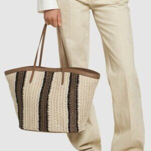 Brunello Cucinelli Sequin Knit Tote - NWT Luxury Brown & Cream Handbag